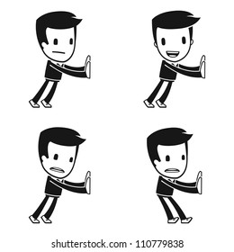 funny cartoon helper man in various poses for use in advertising, presentations, brochures, blogs, documents and forms, etc.