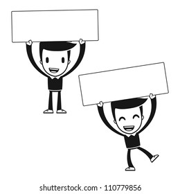 funny cartoon helper man in various poses for use in advertising, presentations, brochures, blogs, documents and forms, etc.