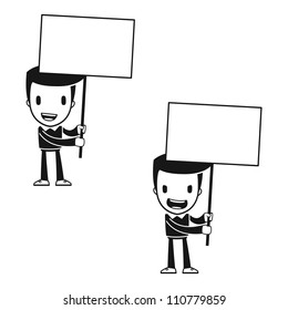 funny cartoon helper man in various poses for use in advertising, presentations, brochures, blogs, documents and forms, etc.