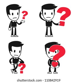 funny cartoon helper man in various poses for use in advertising, presentations, brochures, blogs, documents and forms, etc.