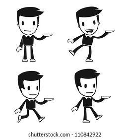 funny cartoon helper man in various poses for use in advertising, presentations, brochures, blogs, documents and forms, etc.