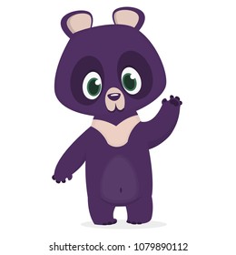  Funny cartoon Himalayan bear waving hand. Vector illustration of a bear character