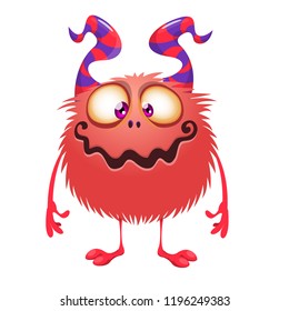 Funny cartoon horned monster logo