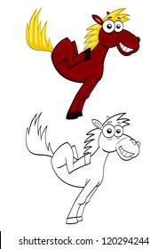 Funny cartoon horse isolated on white