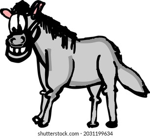 Caricatura divertida Caballo Vector aislado