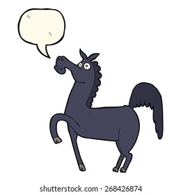 funny cartoon horse with speech bubble