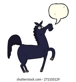 funny cartoon horse with speech bubble