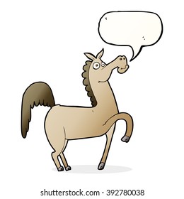 funny cartoon horse with speech bubble
