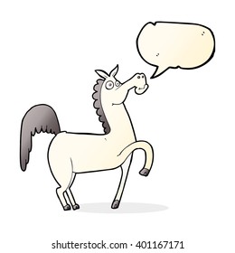 funny cartoon horse with speech bubble