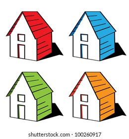 Funny cartoon house collection, vector illustration
