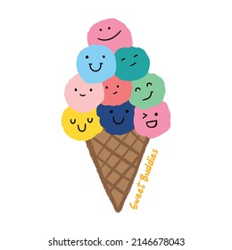 funny cartoon ice cream vector illustration