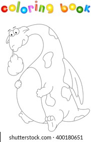 Funny cartoon ill dragon isolated on white. Coloring book for kids