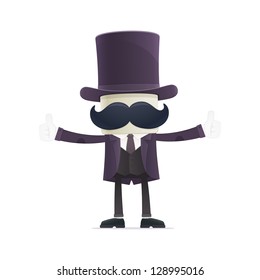 funny cartoon illusionist in various poses for use in advertising, presentations, brochures, blogs, documents and forms, etc.