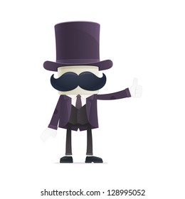 funny cartoon illusionist in various poses for use in advertising, presentations, brochures, blogs, documents and forms, etc.