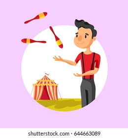 funny cartoon illusionist in various poses for use in advertising, presentations, brochures, blogs, documents and forms, etc.