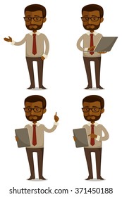 funny cartoon illustration of African American businessman