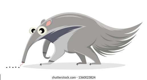 funny cartoon illustration of an ant-eater
