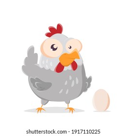 funny cartoon illustration of a chicken with an egg