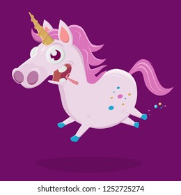 funny cartoon illustration of a crazy unicorn