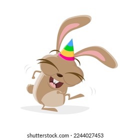 funny cartoon illustration of a dancing party bunny