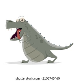 funny cartoon illustration of a dinosaur with open mouth