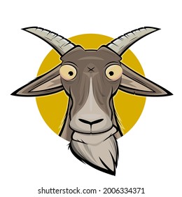 funny cartoon illustration of a goat head