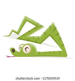 funny cartoon illustration of green snake