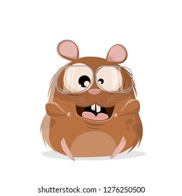 funny cartoon illustration of a hamster with glasses