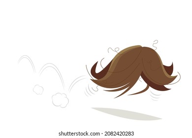 funny cartoon illustration of a hopping wig