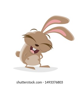 funny cartoon illustration of a laughing rabbit