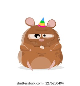 funny cartoon illustration of a lazy party hamster