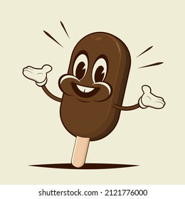 funny cartoon illustration of a popsicle ice cream