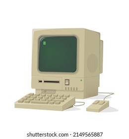 funny cartoon illustration of a retro computer