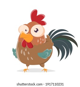 funny cartoon illustration of a rooster