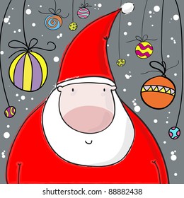 Funny cartoon illustration of santa claus
