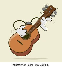 funny cartoon illustration of a self-playing ukulele