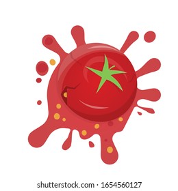 funny cartoon illustration of a splashing tomato