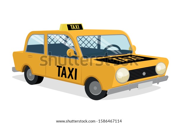 Funny Cartoon Illustration Taxi Stock Vector (Royalty Free) 1586467114 ...