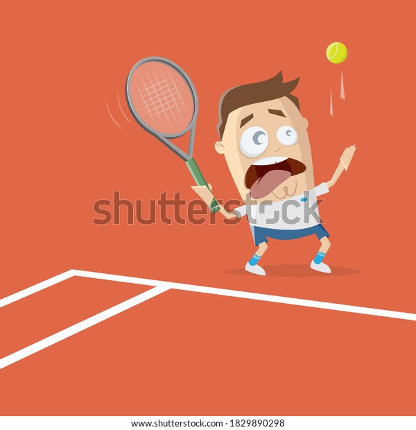 Funny Cartoon Illustration Tennis Player Stock Vector (Royalty Free ...