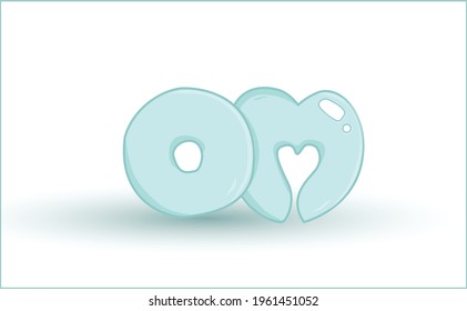 Funny cartoon illustration of the text, for the logo of yoga. Spirituality.Vector illustration.