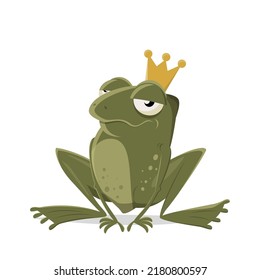 funny cartoon illustration of an ugly frog with a crown