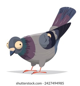 funny cartoon illustration of an ugly pigeon
