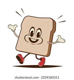 funny cartoon illustration of a walking toast