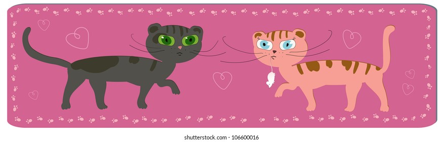 funny cartoon image of cats couple