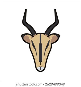 Funny cartoon impala or deer head illustration in simple flat style. Ideal for games, storybooks, or farm themes.