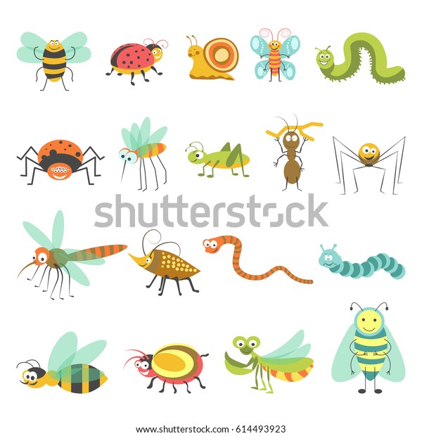 Funny Cartoon Insects Bugs Vector Isolated Stock Vector (Royalty Free ...