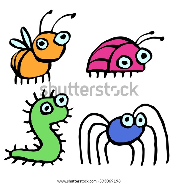 Funny Cartoon Insects Crawling Somewhere Vector Stock Vector (Royalty ...