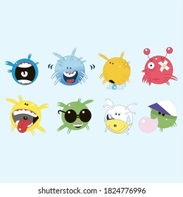Funny cartoon jelly round characters set, vector illustration, funny creatures kit for game design