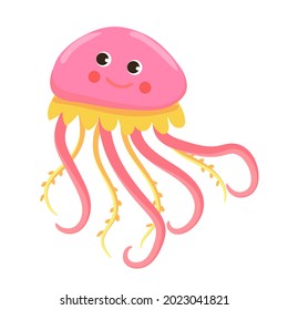 funny cartoon jellyfish. inhabitants of the ocean. characters for kids 