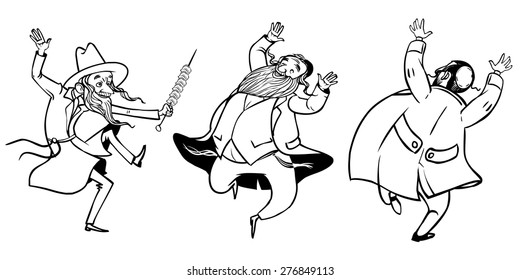 Funny cartoon Jewish dancing
